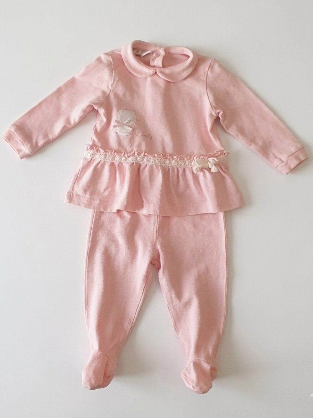 iDO Baby Girl 2pc Peplum Top & Footed Leggings Set Size 6 Months